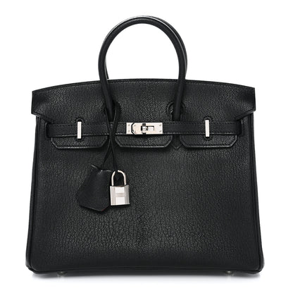 Hermes Chevre Mysore Horseshoe Birkin 25 Black Rouge Casaque 1 of 11