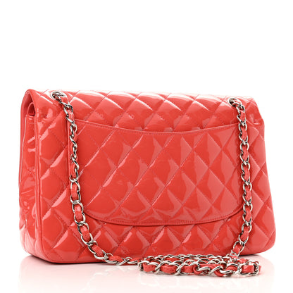 Chanel Patent Quilted Jumbo Double Flap Coral 3 of 11