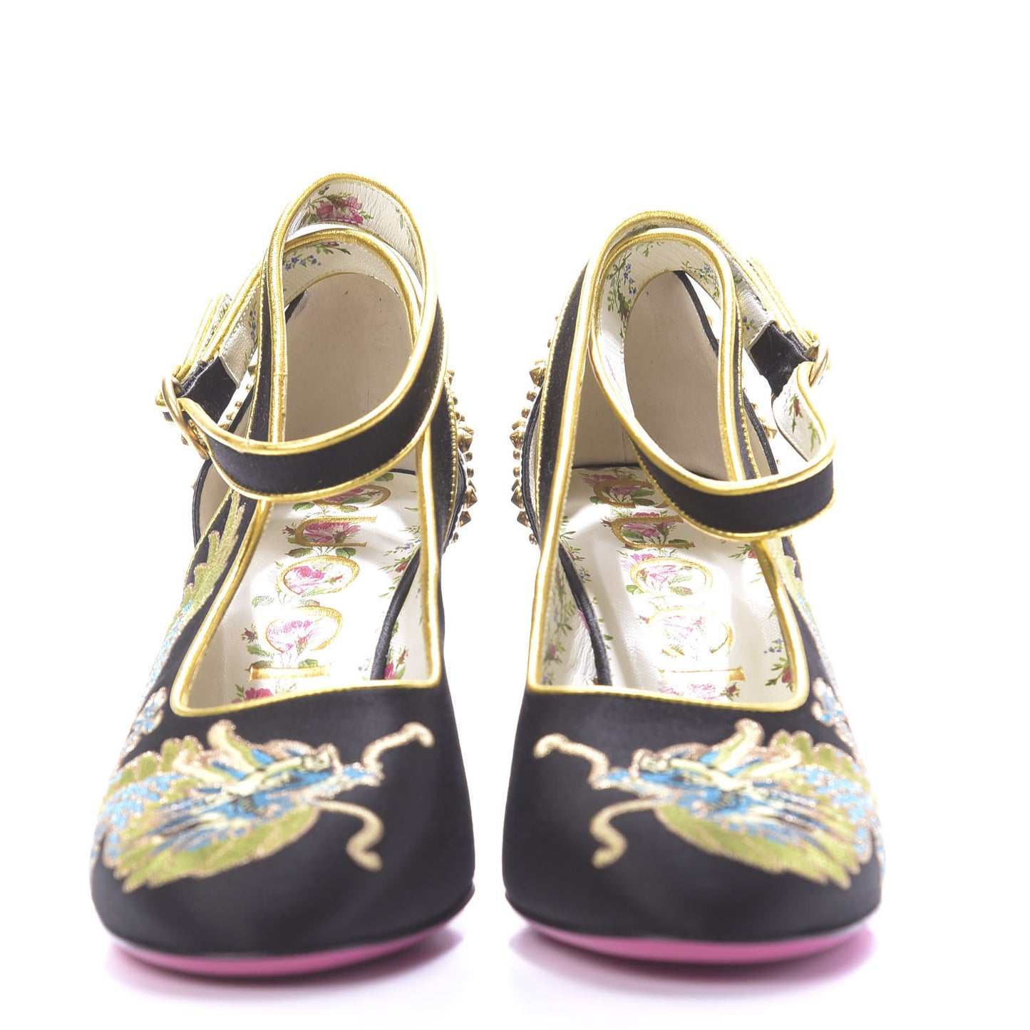 Satin Embroidered Dragon Caspar Pumps 40 Black