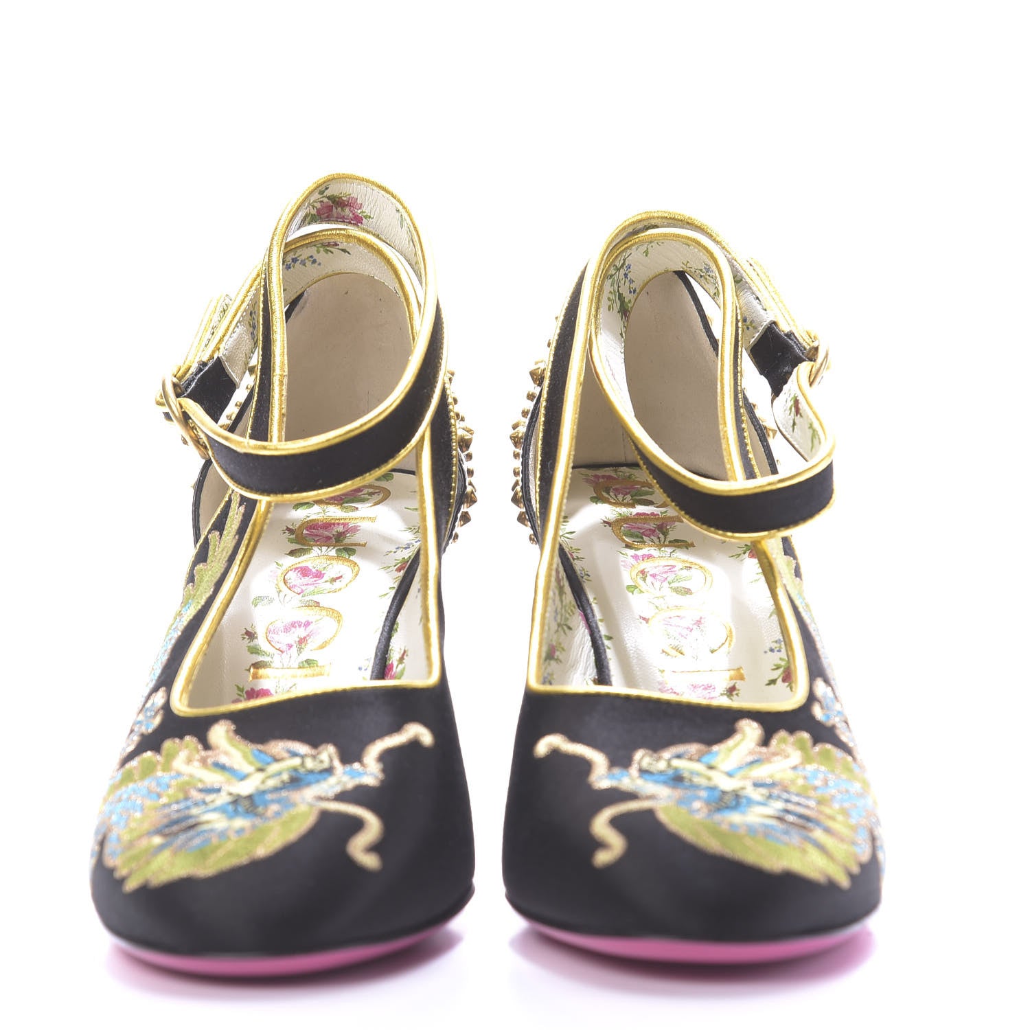 Gucci Satin Embroidered Dragon Caspar Pumps 40 Black 2 of 12