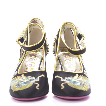 Gucci Satin Embroidered Dragon Caspar Pumps 40 Black 2 of 12