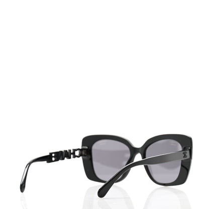 Chanel Acetate Strass Polarized Square Sunglasses 5422-B Black 4 of 8