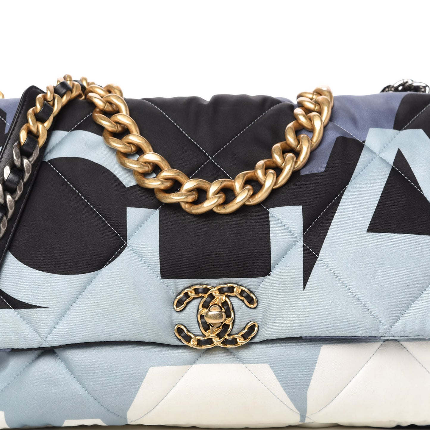 Silk Maxi Scarf Chanel 19 Flap Black Blue White