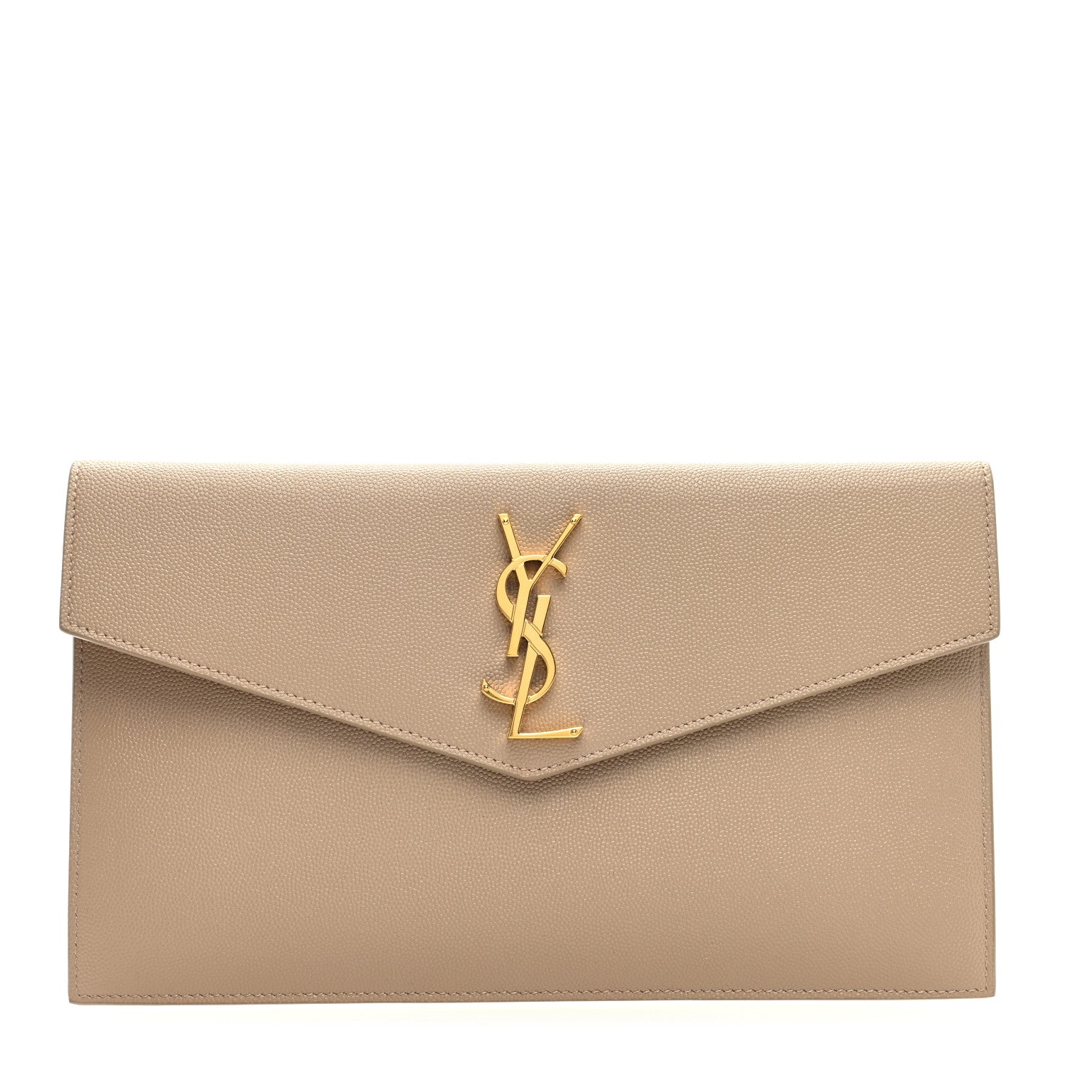 Saint Laurent SAINT LAURENT Grain De Poudre Uptown Pouch Dark Beige 1 of 6