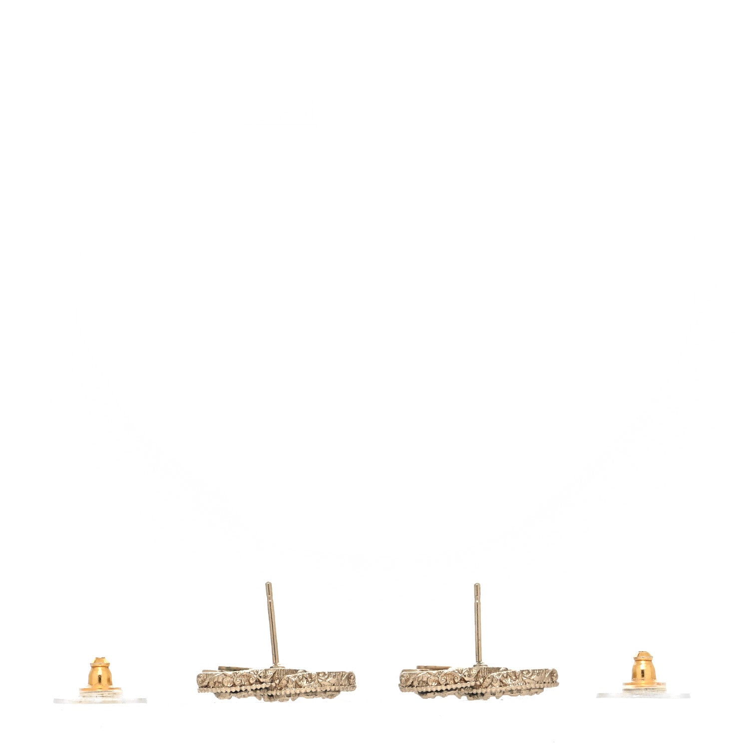 Chanel Enamel CC Baroque Earrings Black Gold 3 of 4