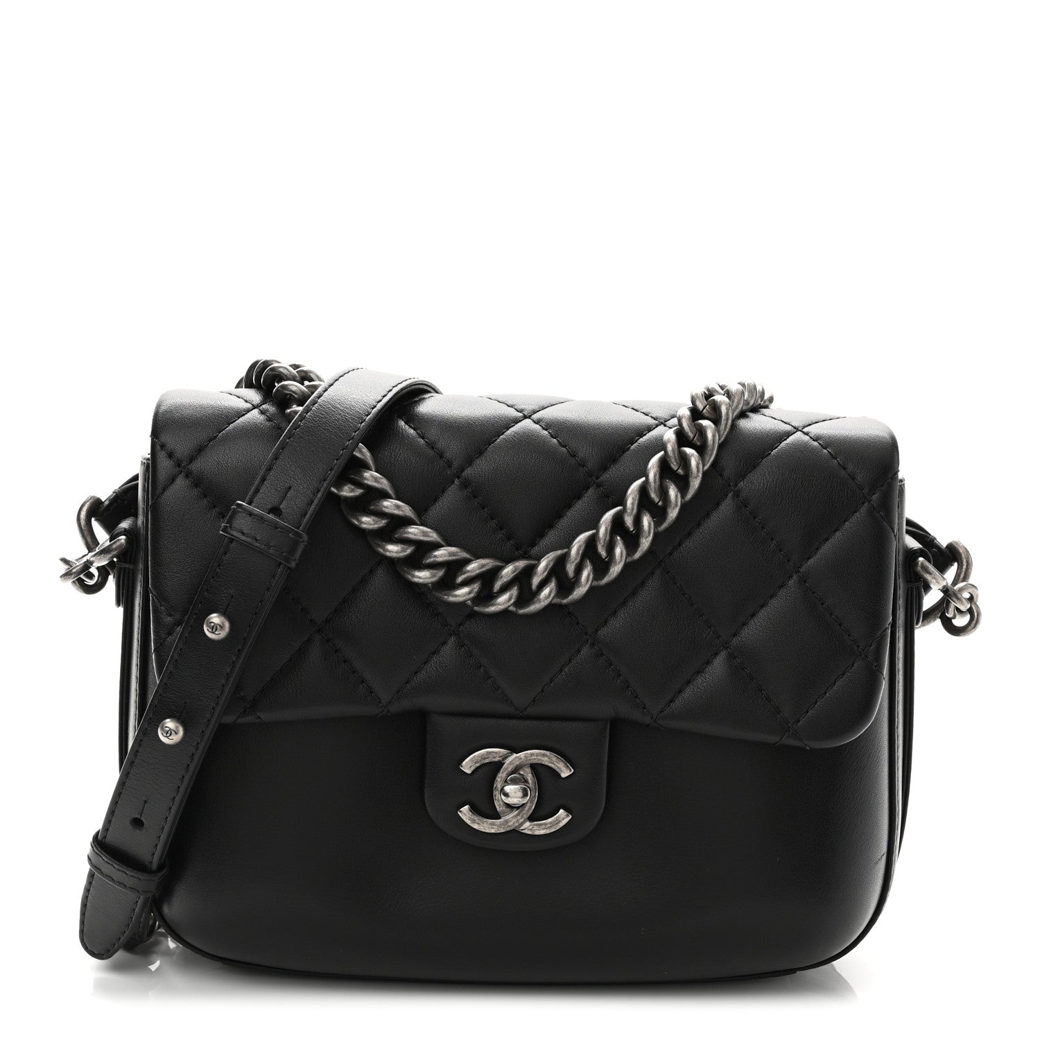 Chanel Calfskin Quilted Medium Rock My Shoulder Flap Black 1 of 11