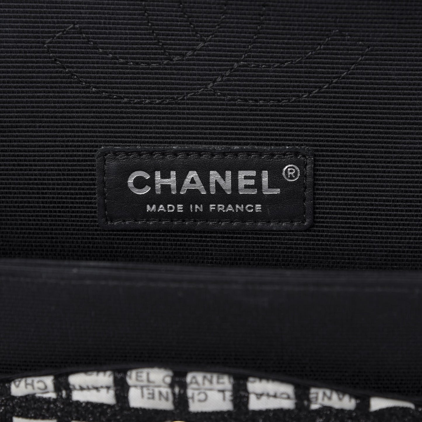 Ribbon Tweed Medium Double Flap Black White