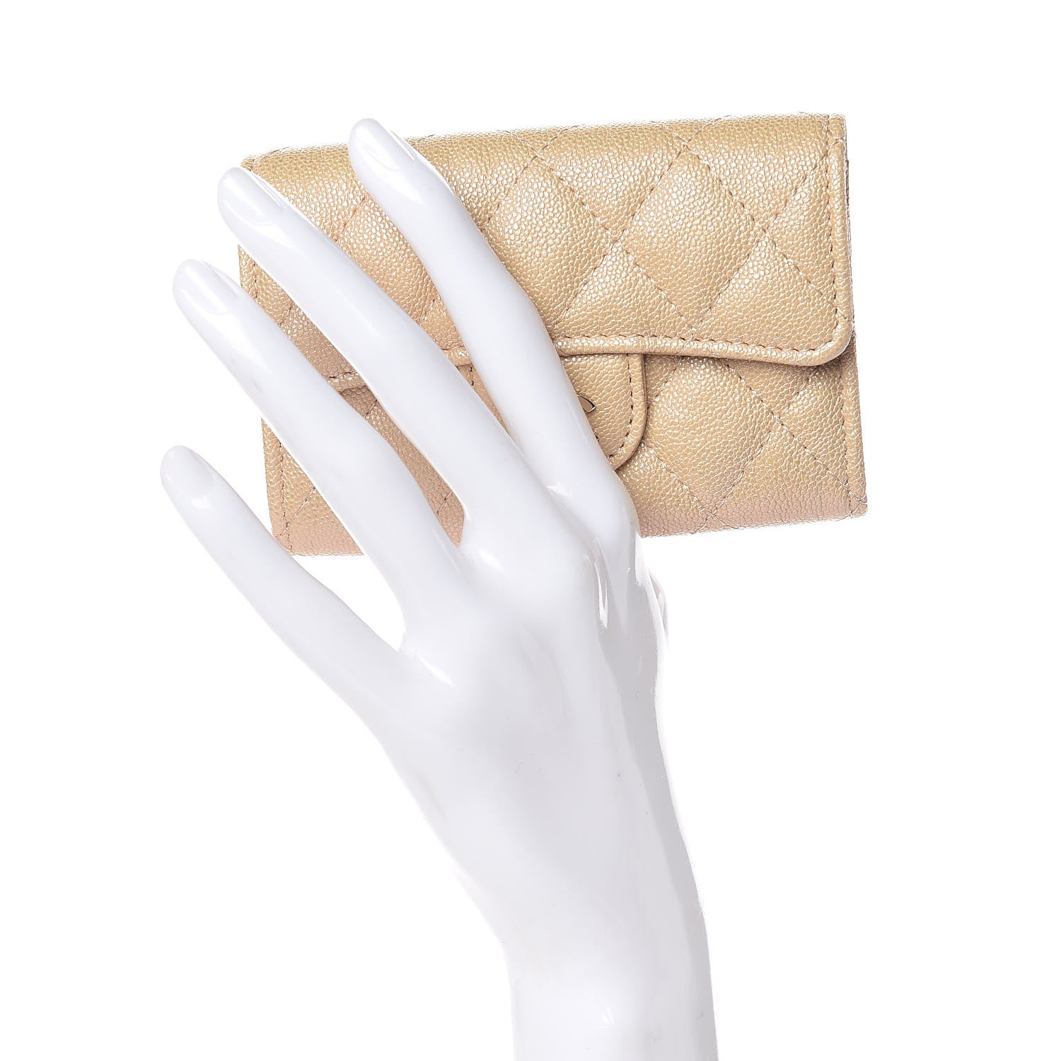 Chanel Iridescent Caviar Quilted Flap Card Holder Beige 2 of 9