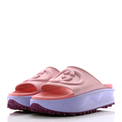 Gucci Soft Rubber Womens Interlocking G Platform 42mm Slide Sandals 38 Sugar Pink 3 of 12