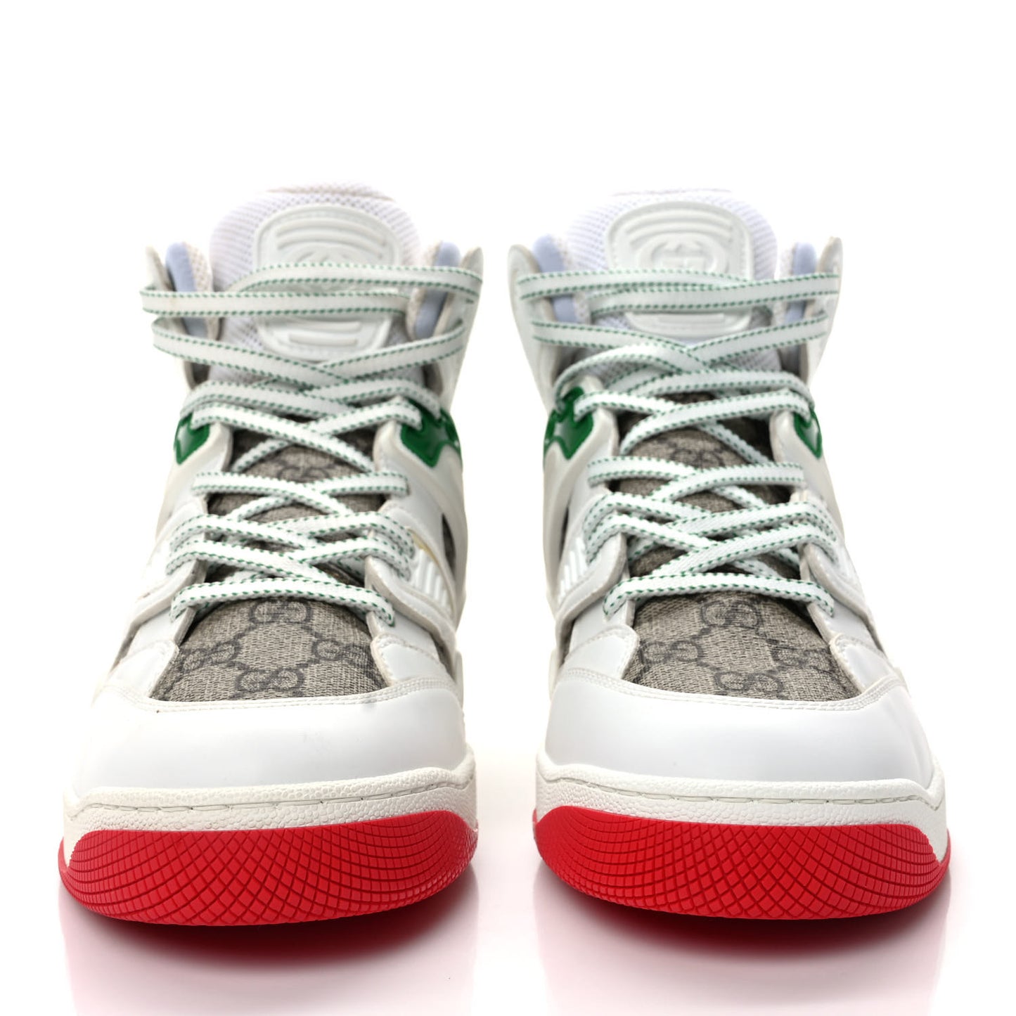 Demetra GG Supreme Monogram Womens Basket High Top Sneakers 39 Great White Beige Ebony