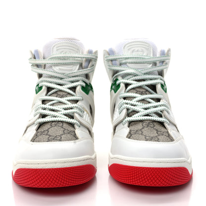 Gucci Demetra GG Supreme Monogram Womens Basket High Top Sneakers 39 Great White Beige Ebony 2 of 10