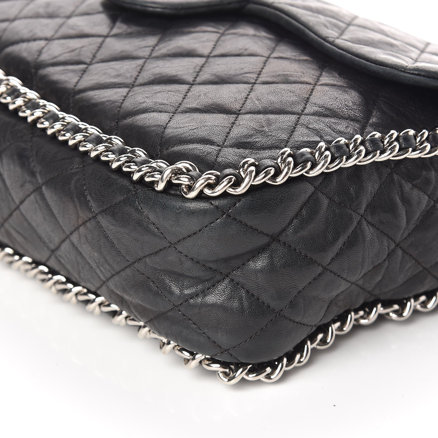 Chanel Washed Lambskin Quilted Maxi Chain Around Flap Black 13 of 14