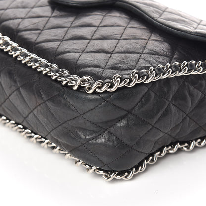 Chanel Washed Lambskin Quilted Maxi Chain Around Flap Black 13 of 14