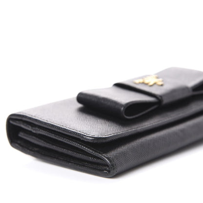 Prada Saffiano Bow Continental Wallet Black 8 of 12