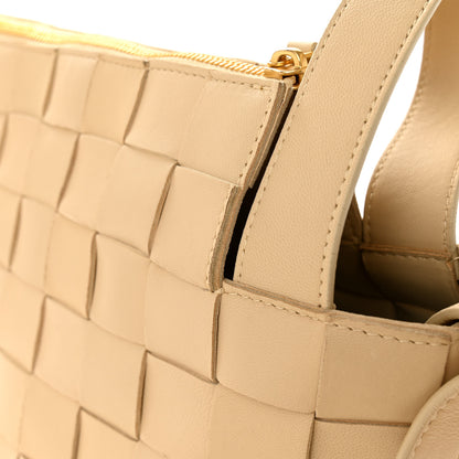 Bottega Veneta Lambskin Maxi Intrecciato Bowling Cassette Shoulder Bag Porridge 14 of 15