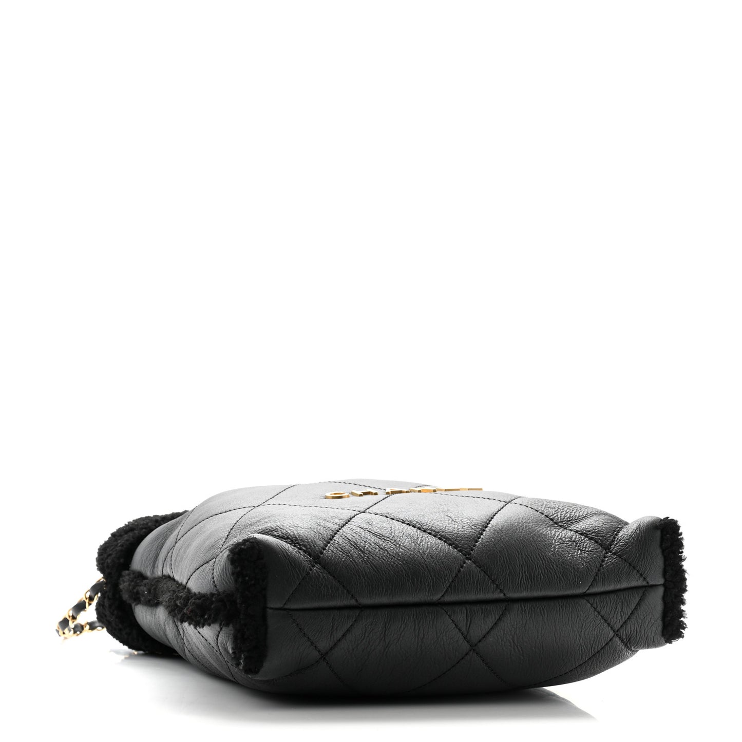Aged Lambskin Shearling Quilted Small Chanel 22 Black