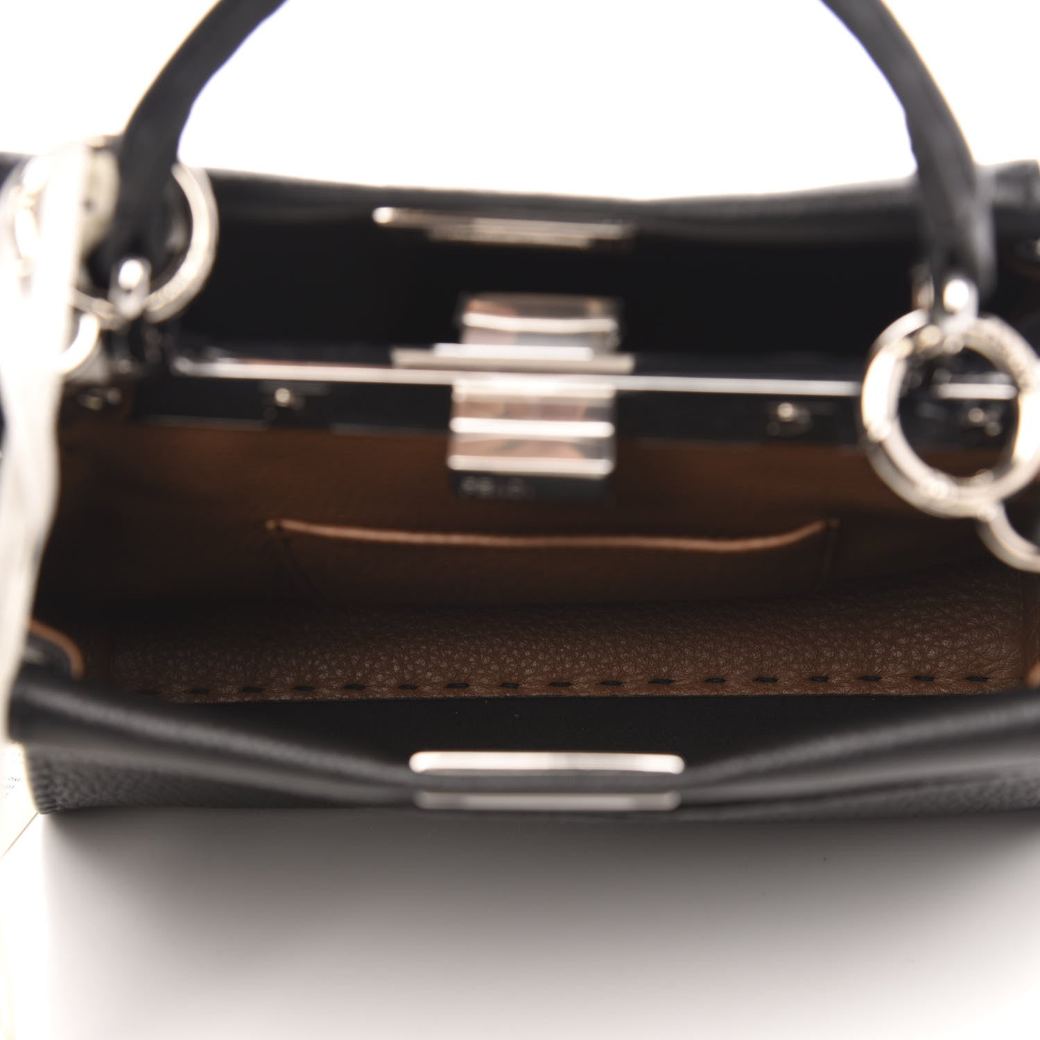 Fendi Cuoio Romano Selleria Bi-Color Mini Peekaboo Iconic Satchel Black Mou 5 of 11