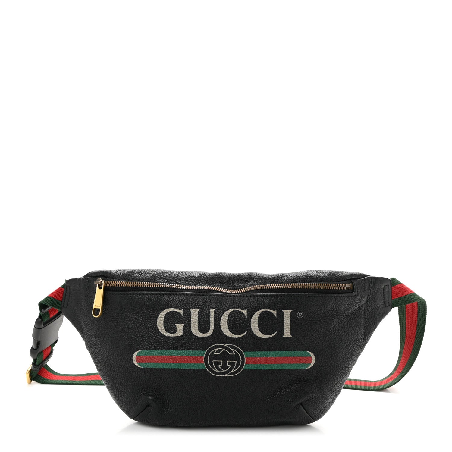 Gucci Grained Calfskin Logo Belt Bag Black 1 of 11