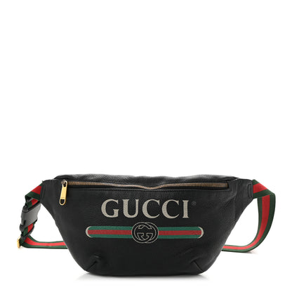 Gucci Grained Calfskin Logo Belt Bag Black 1 of 11