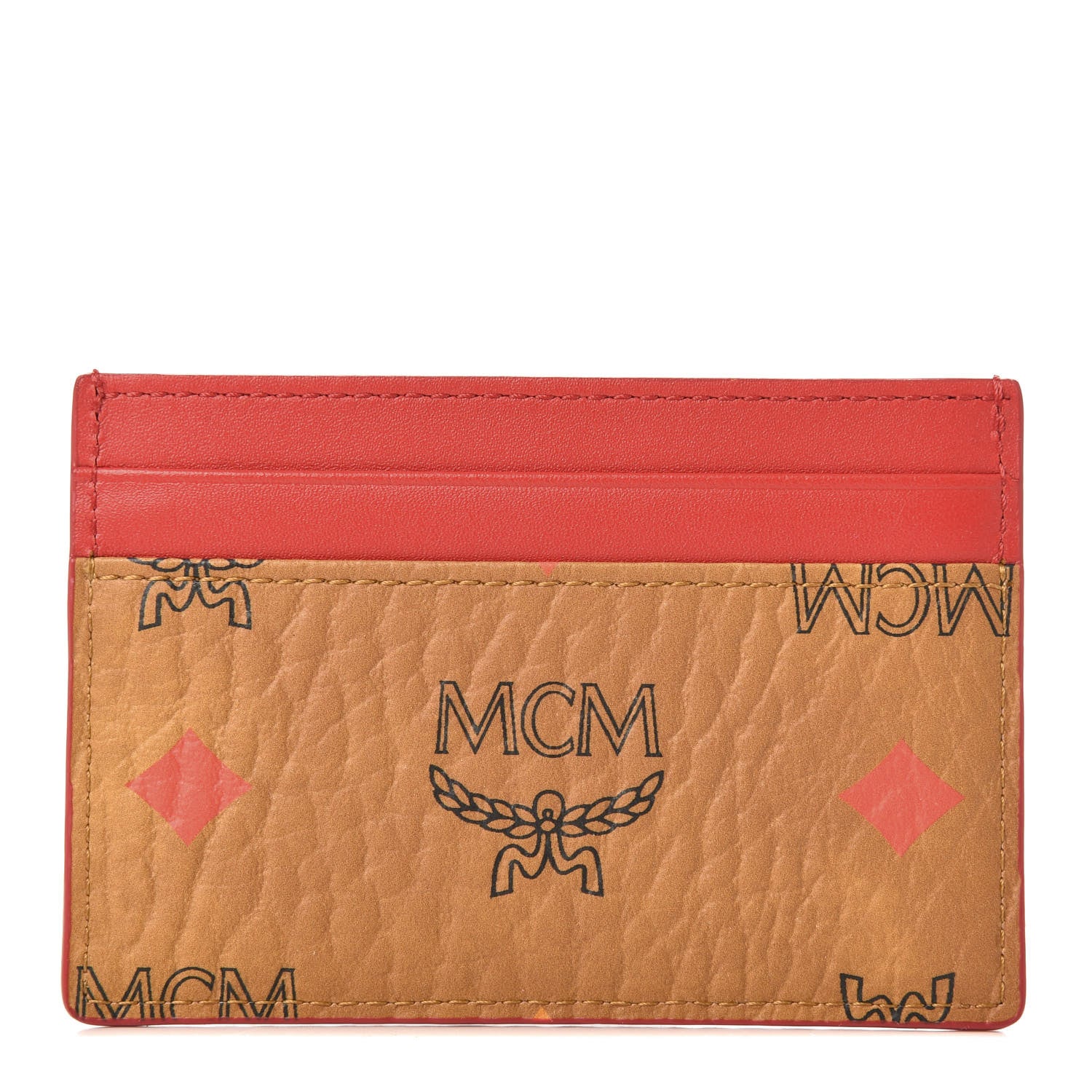 MCM Skyoptic Visetos Spectrum Diamond Card Case Cognac 1 of 6