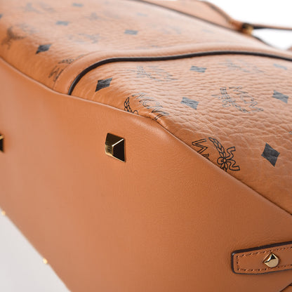 MCM Visetos Studded Medium Shopping Tote Cognac 13 of 14