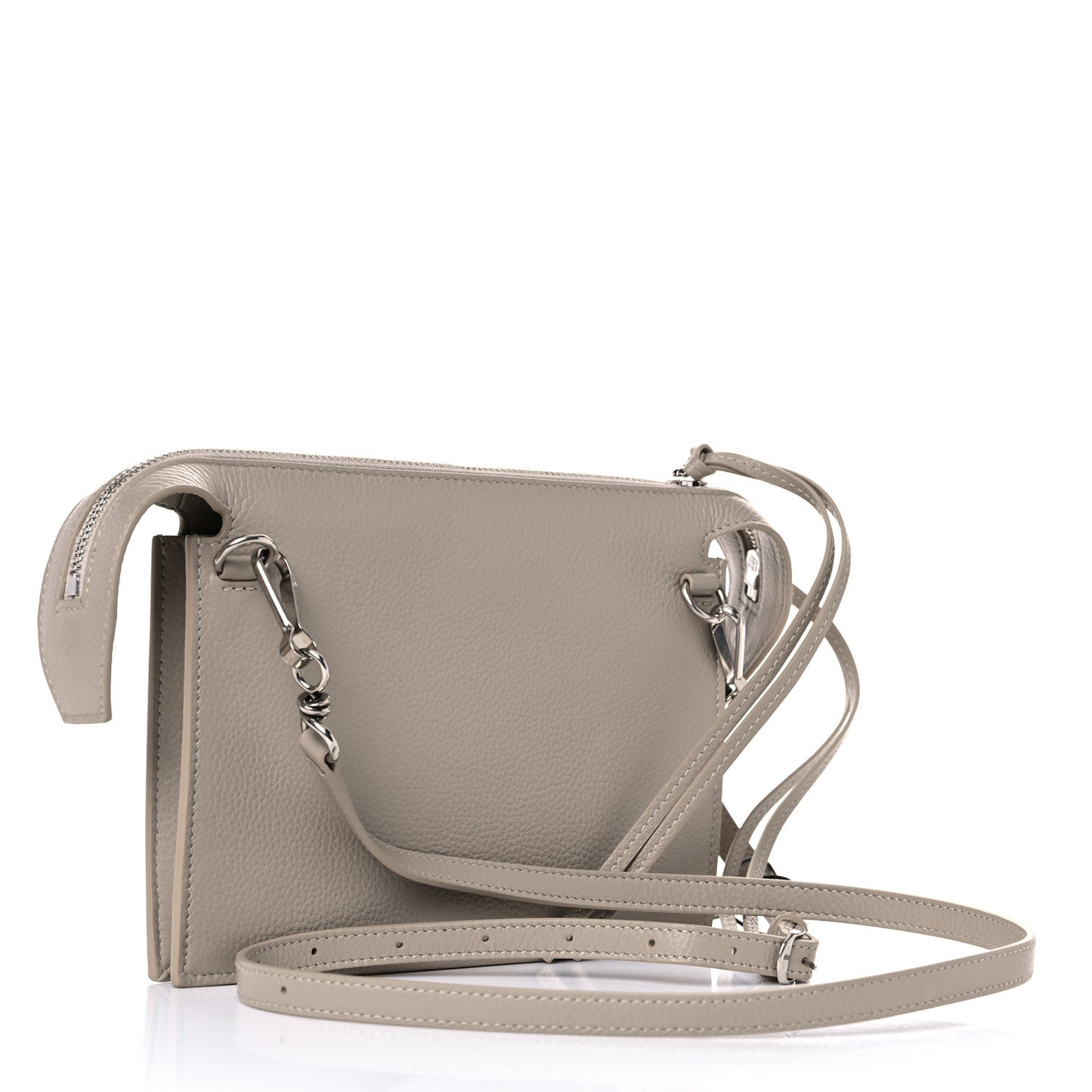Grained Calfskin Neo Classic Aged Silver Multipouch with Strap Taupe