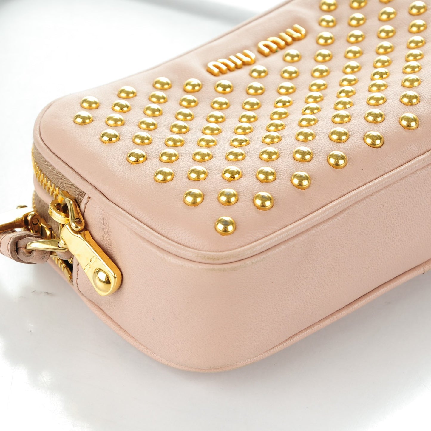 Studded Zip Wristlet Cammeo