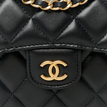 Chanel Lambskin Quilted Metal Top Handle Flap Clutch With Chain Black 8 of 12