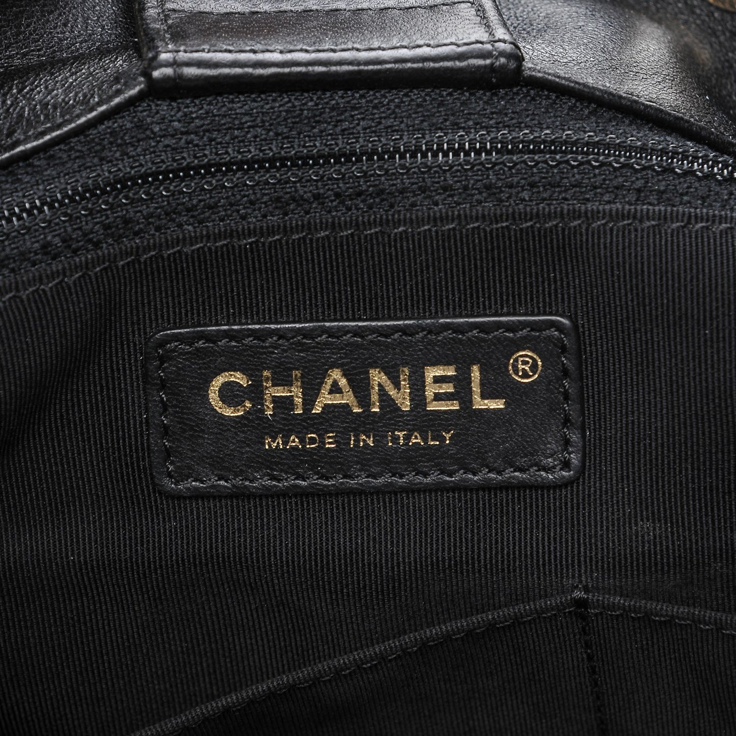 Lambskin Quilted Large Drawstring Bag Black