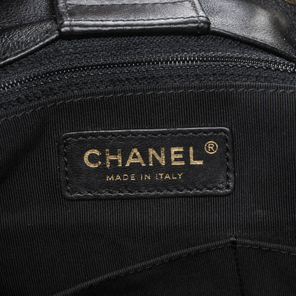 Chanel Lambskin Quilted Large Drawstring Bag Black 7 of 9