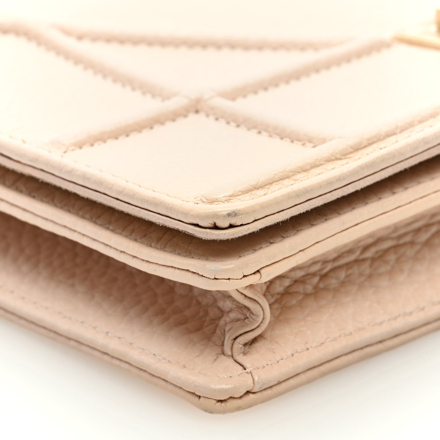 Grained Calfskin Diorama Wallet on Chain Pouch Rose Poudre