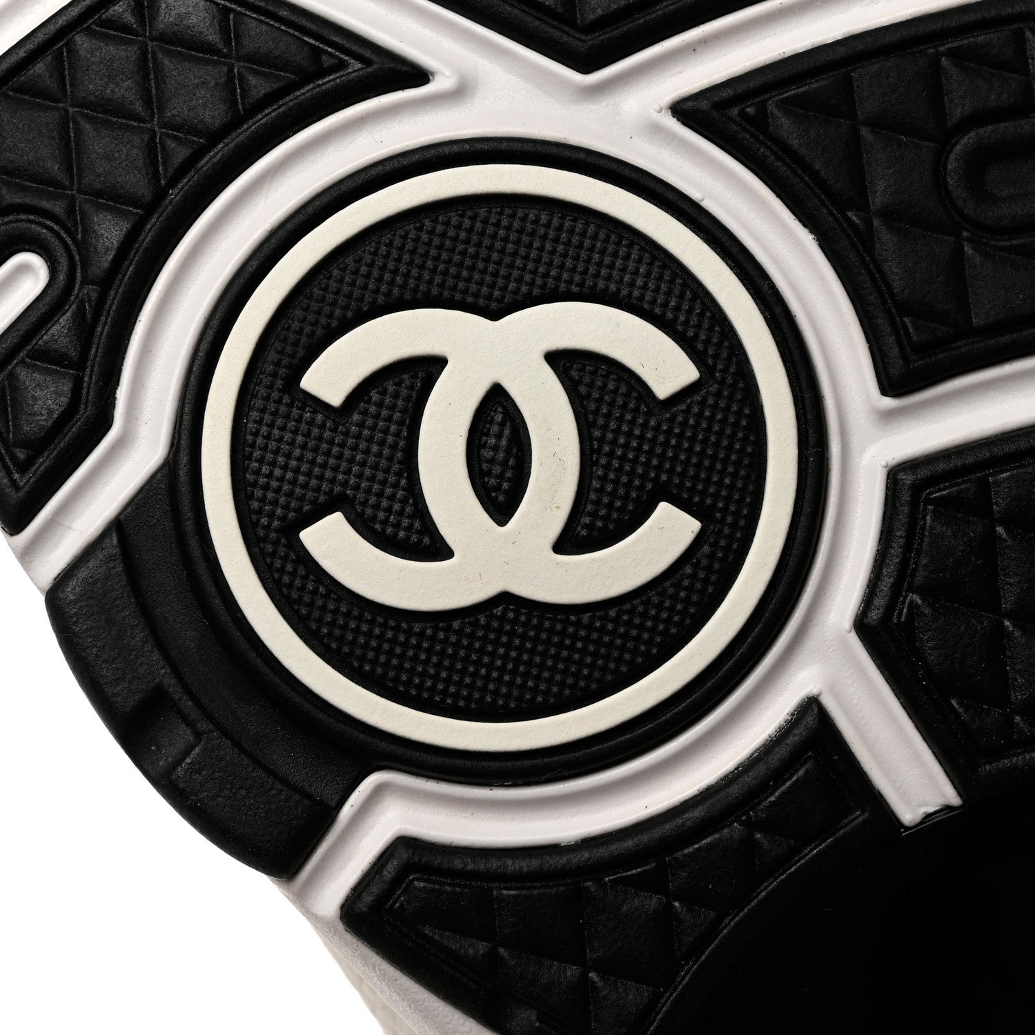 Chanel Mesh Suede Calfskin Grained Calfskin Womens CC Sneakers 40.5 White Black 7 of 9