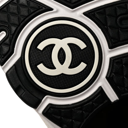 Chanel Mesh Suede Calfskin Grained Calfskin Womens CC Sneakers 40.5 White Black 7 of 9