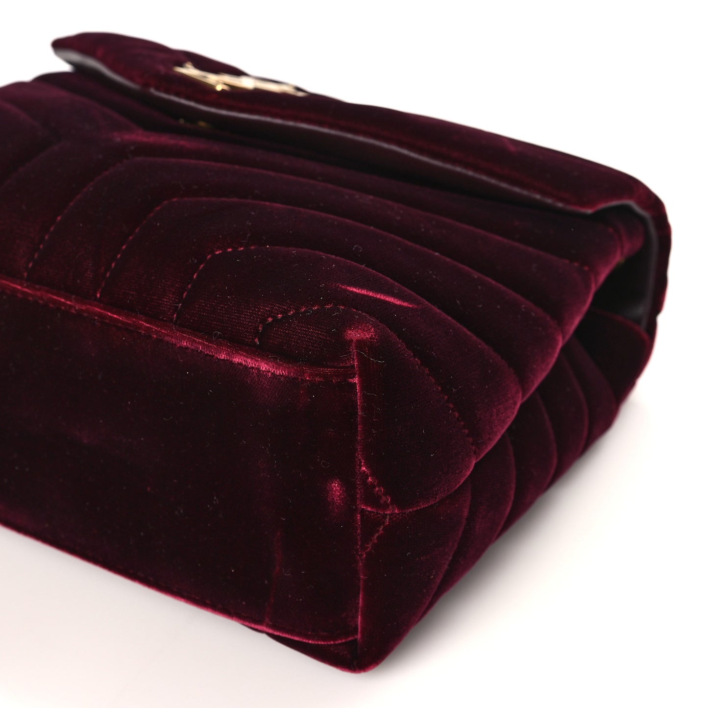 Velvet Y Quilted Monogram Small Loulou Chain Satchel Burgundy