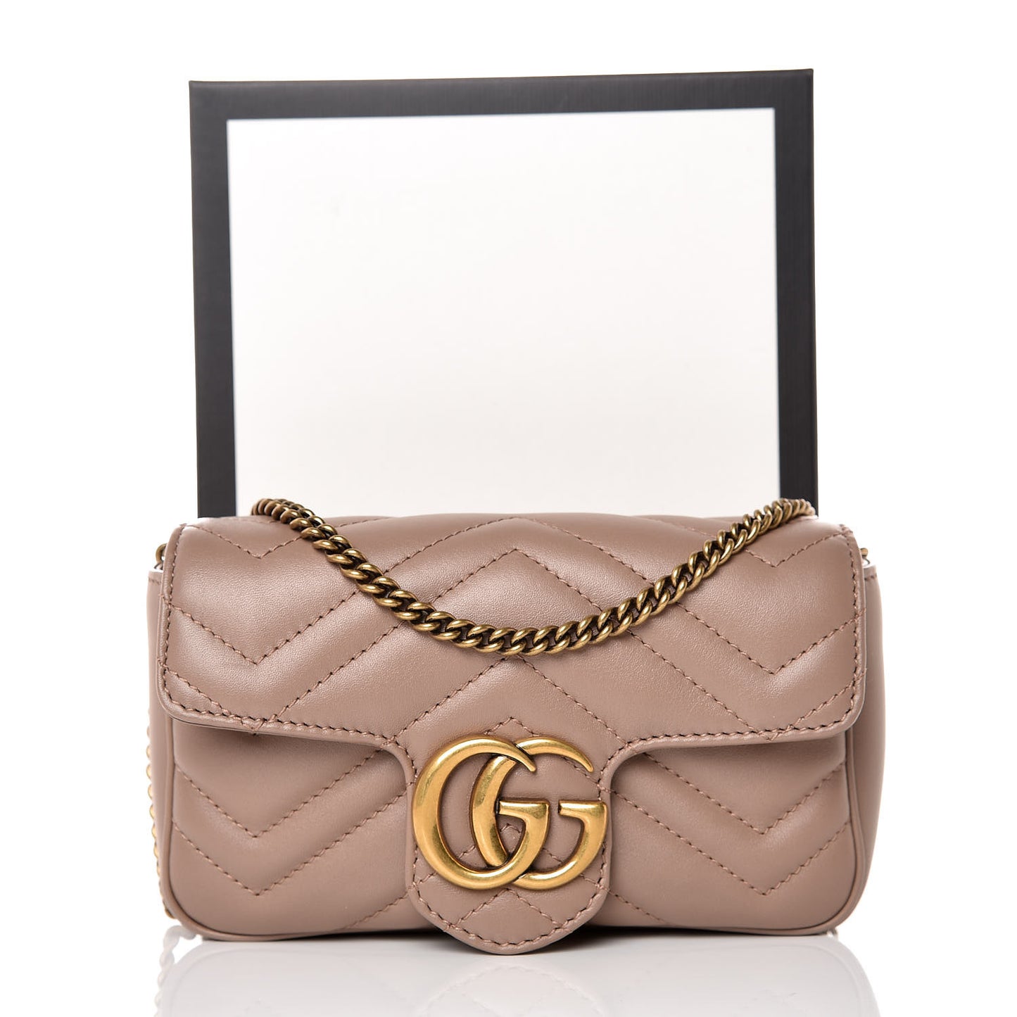 Calfskin Matelasse Super Mini GG Marmont Shoulder Bag Porcelain Rose
