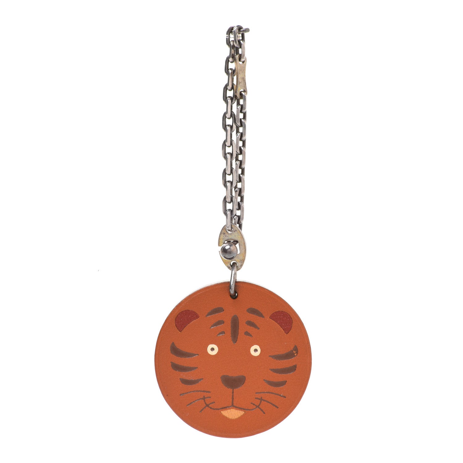 Hermes Tadelakt Tiger Key Chain Bag Charm Potiron 1 of 6