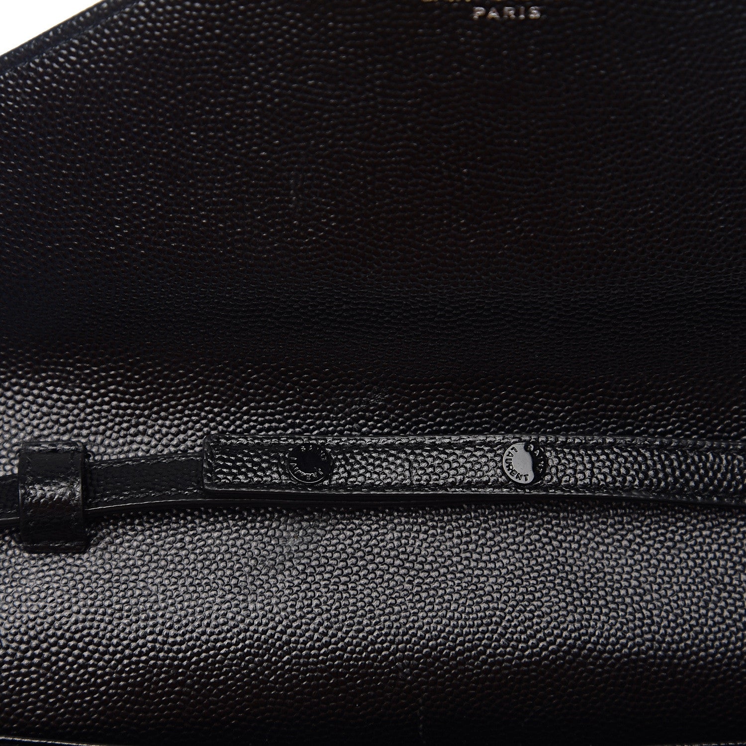 Saint Laurent Grain De Poudre Matelasse Chevron Monogram Chain Wallet Black 6 of 11