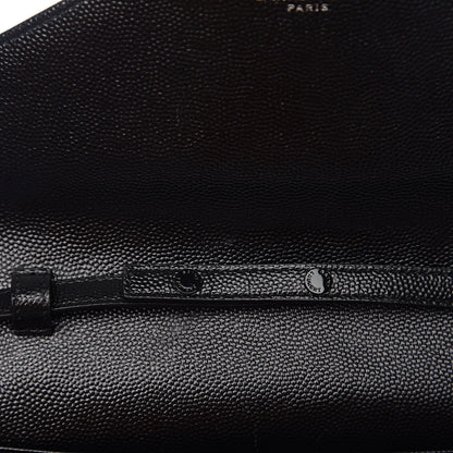 Saint Laurent Grain De Poudre Matelasse Chevron Monogram Chain Wallet Black 6 of 11
