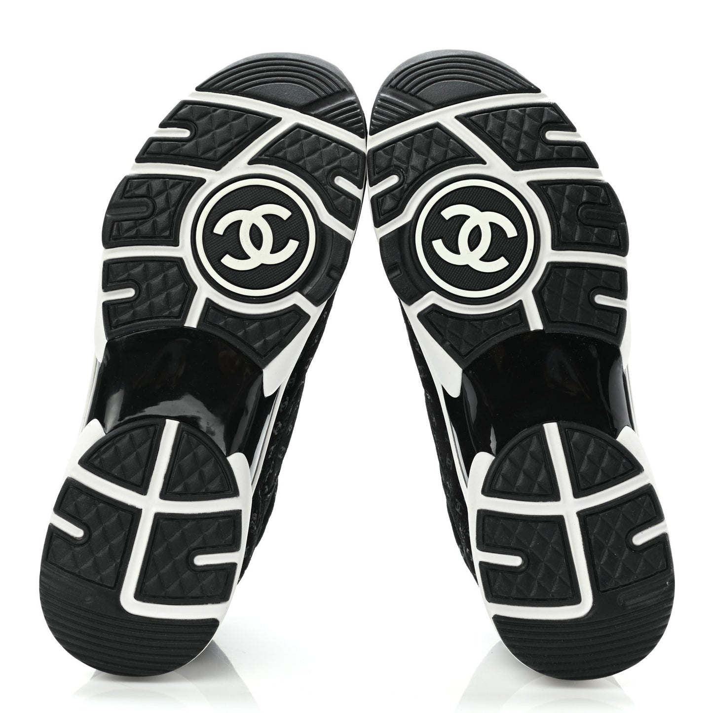 Nylon Suede Calfskin Printed CC Sneakers 39.5 White Black