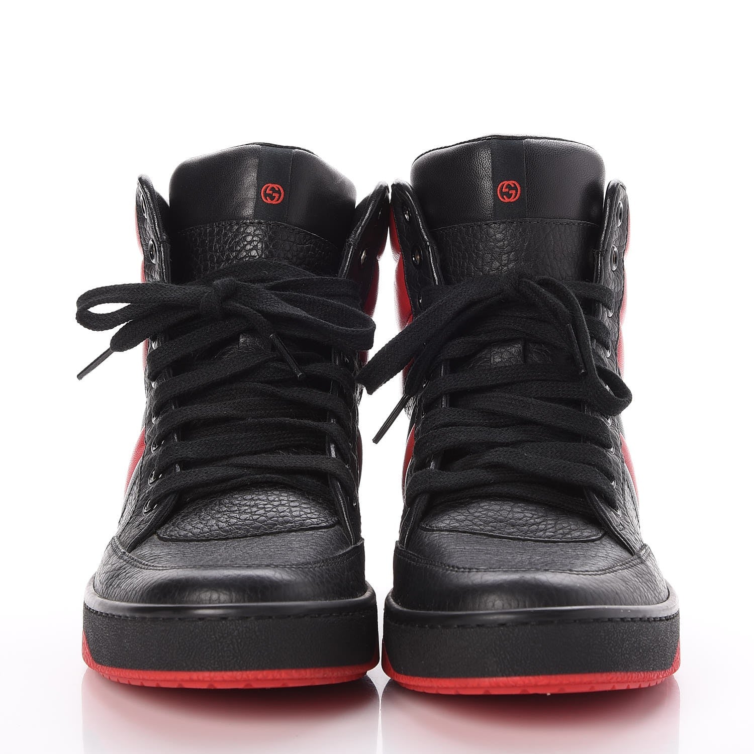 Gucci Calfskin New Praga Karibu High Top Sneakers 37.5 Black Red Green 2 of 9