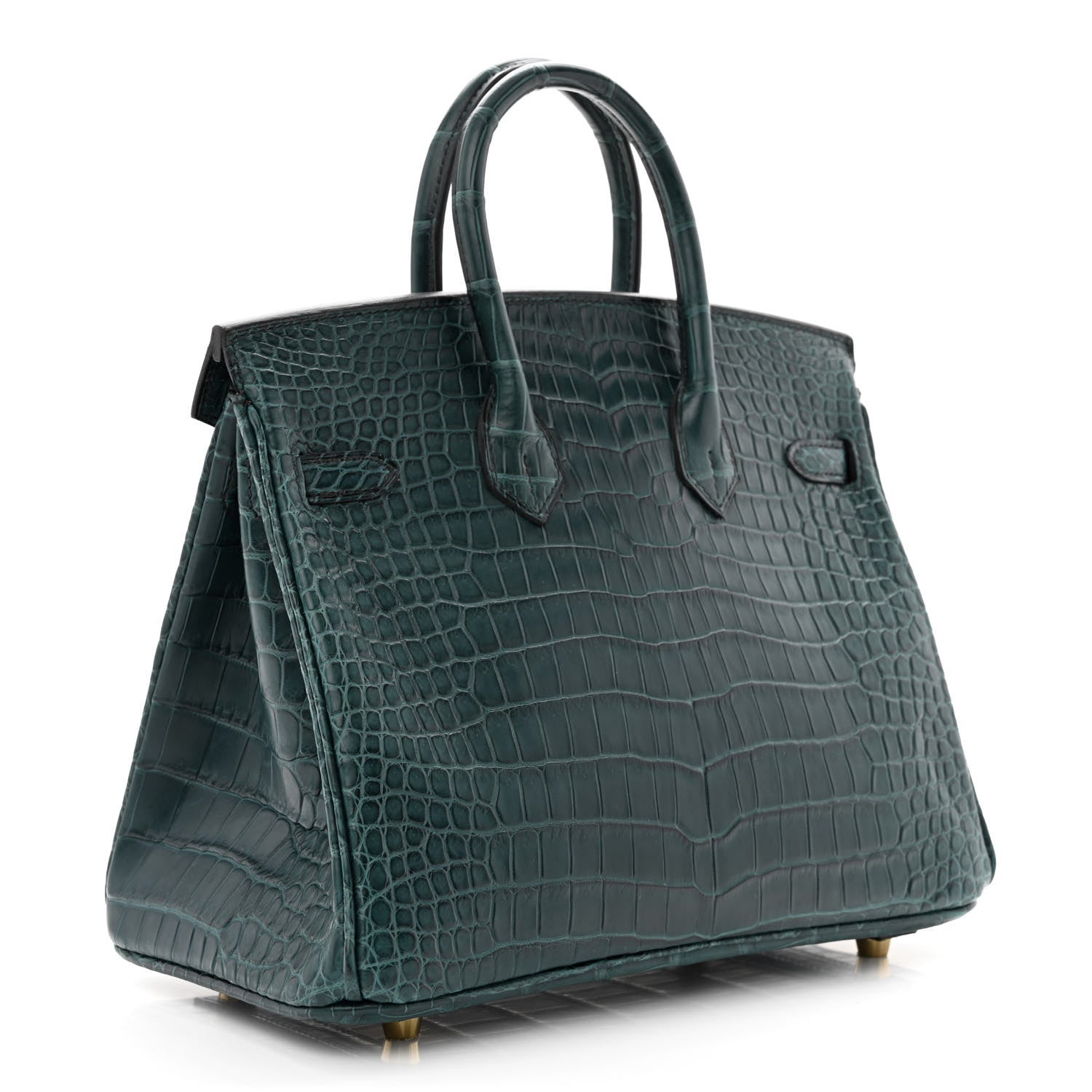 Hermes Matte Porosus Crocodile Birkin 25 Vert Rousseau 3 of 11