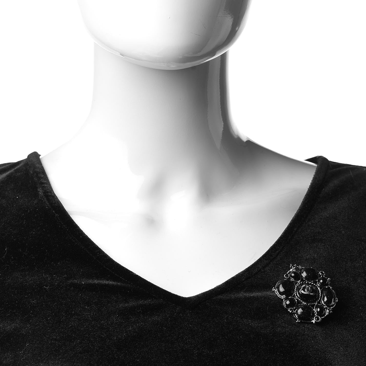 Chanel Glitter Enamel CC Brooch Black 2 of 5