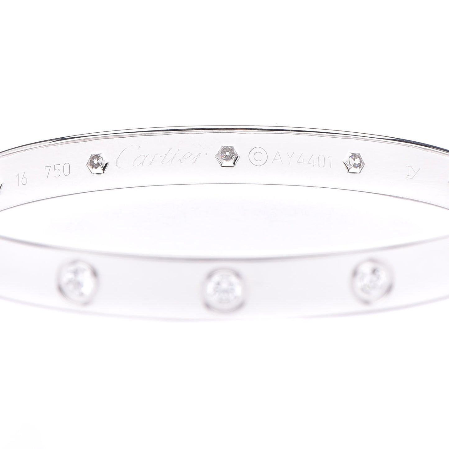 18K White Gold 10 Diamond LOVE Bracelet 16