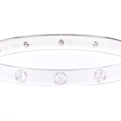 Cartier 18K White Gold 10 Diamond LOVE Bracelet 16 4 of 6