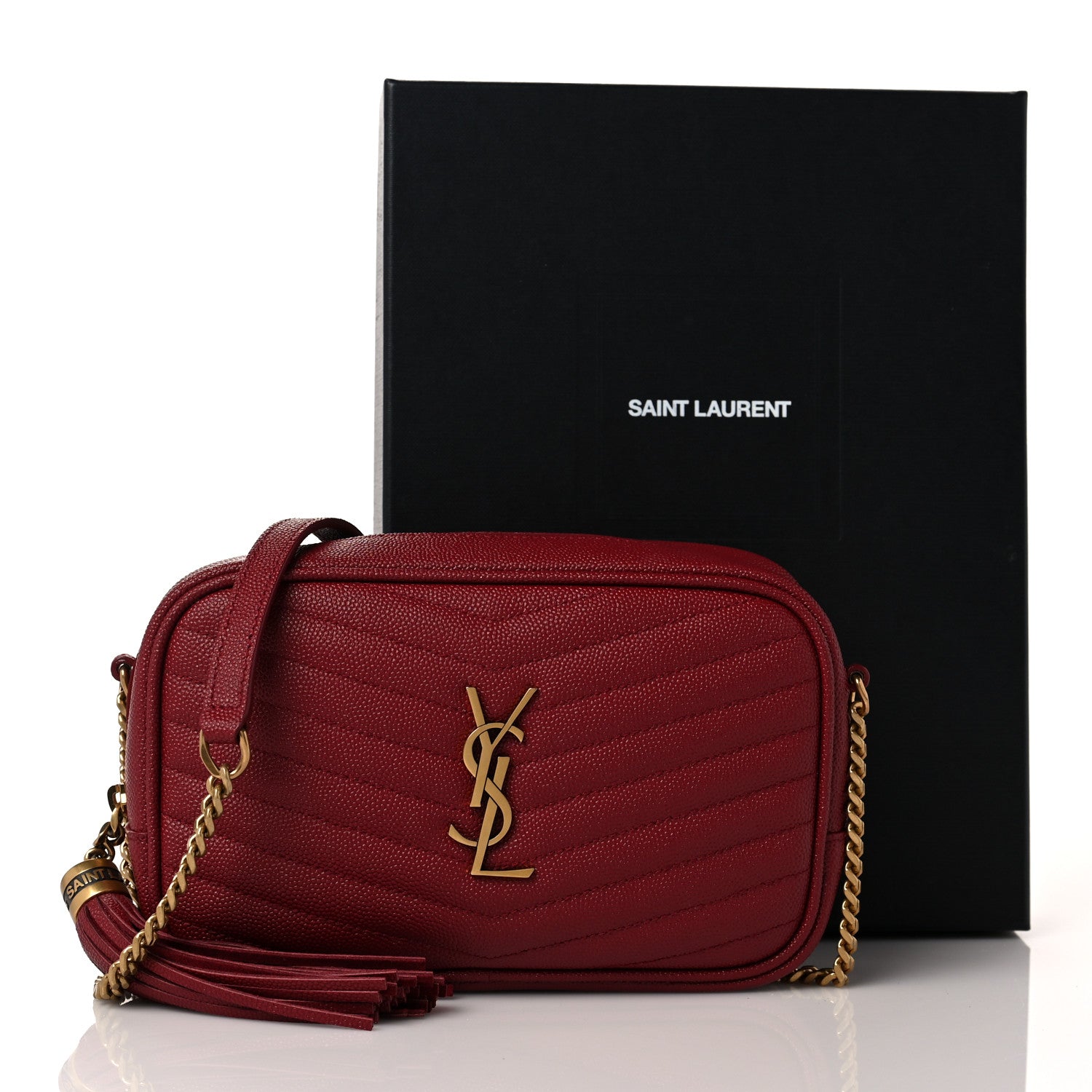 Saint Laurent Grain De Poudre Matelasse Monogram Mini Lou Camera Bag Eros Red 10 of 10