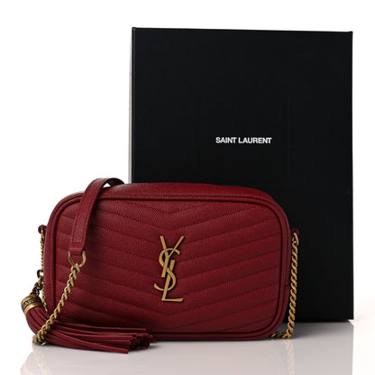 Saint Laurent Grain De Poudre Matelasse Monogram Mini Lou Camera Bag Eros Red 10 of 10