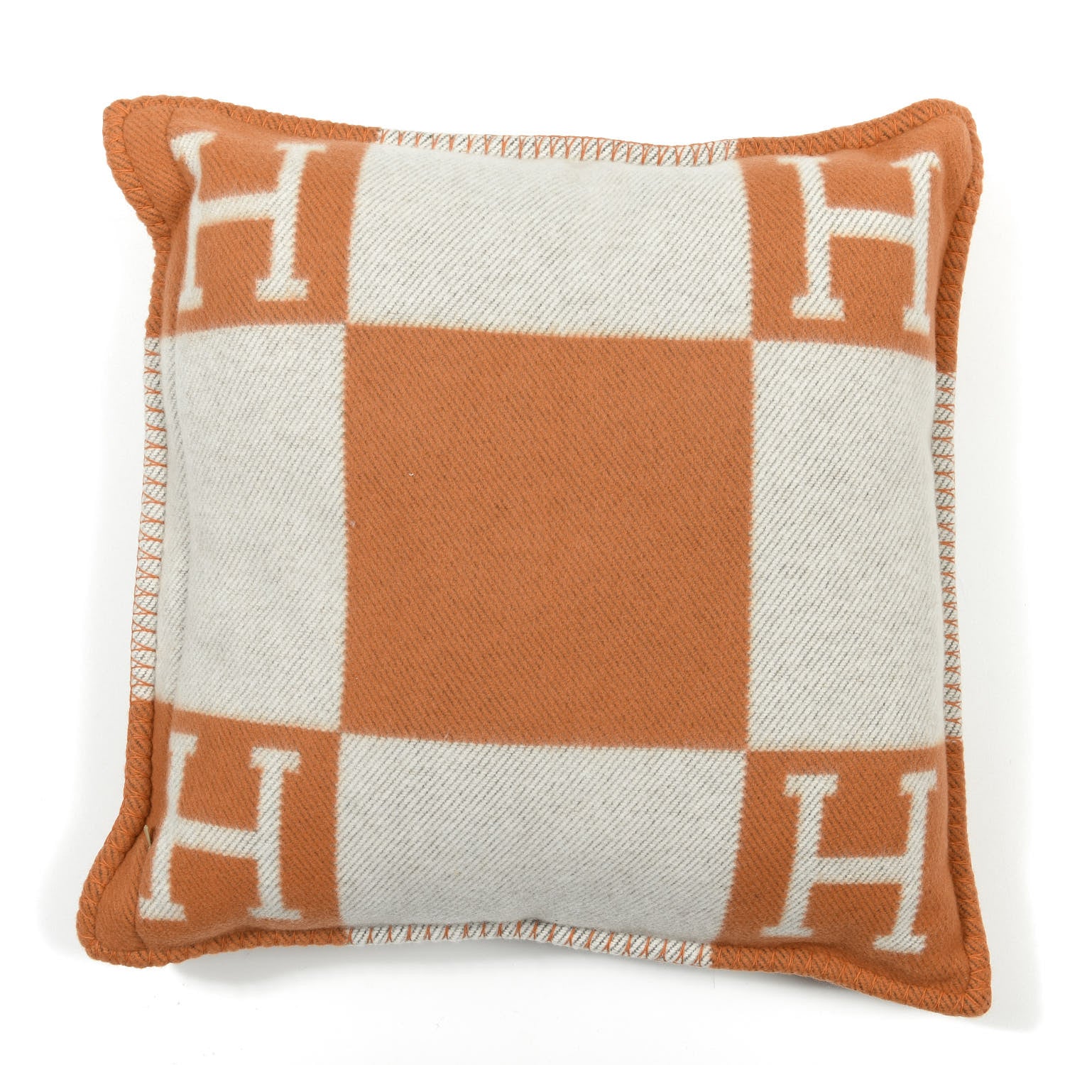 Hermes Wool Cashmere Avalon Pillow PM Ecru Potiron 2 of 3