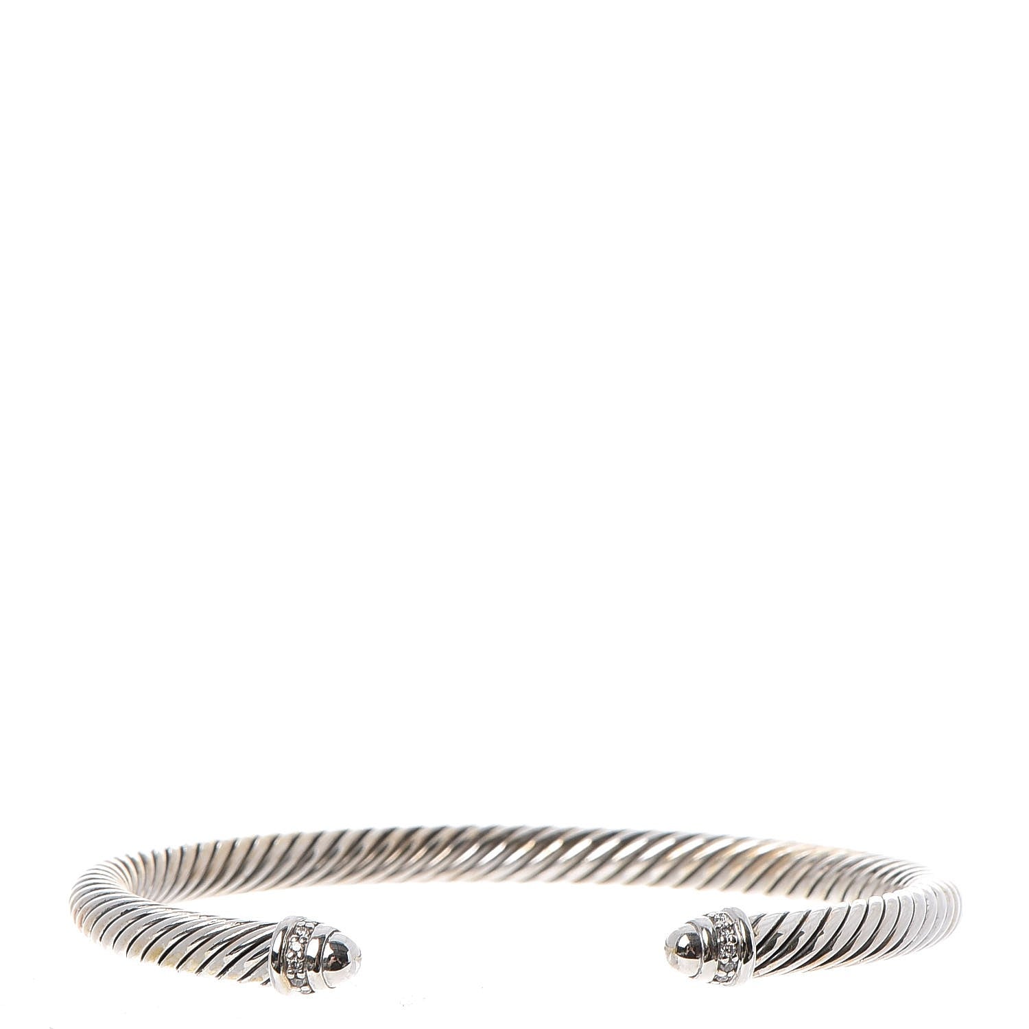 David Yurman Sterling Silver Diamond 5mm Cable Classics Cuff 1 of 7