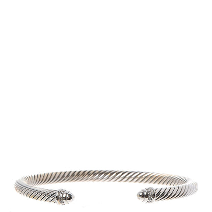 David Yurman Sterling Silver Diamond 5mm Cable Classics Cuff 1 of 7