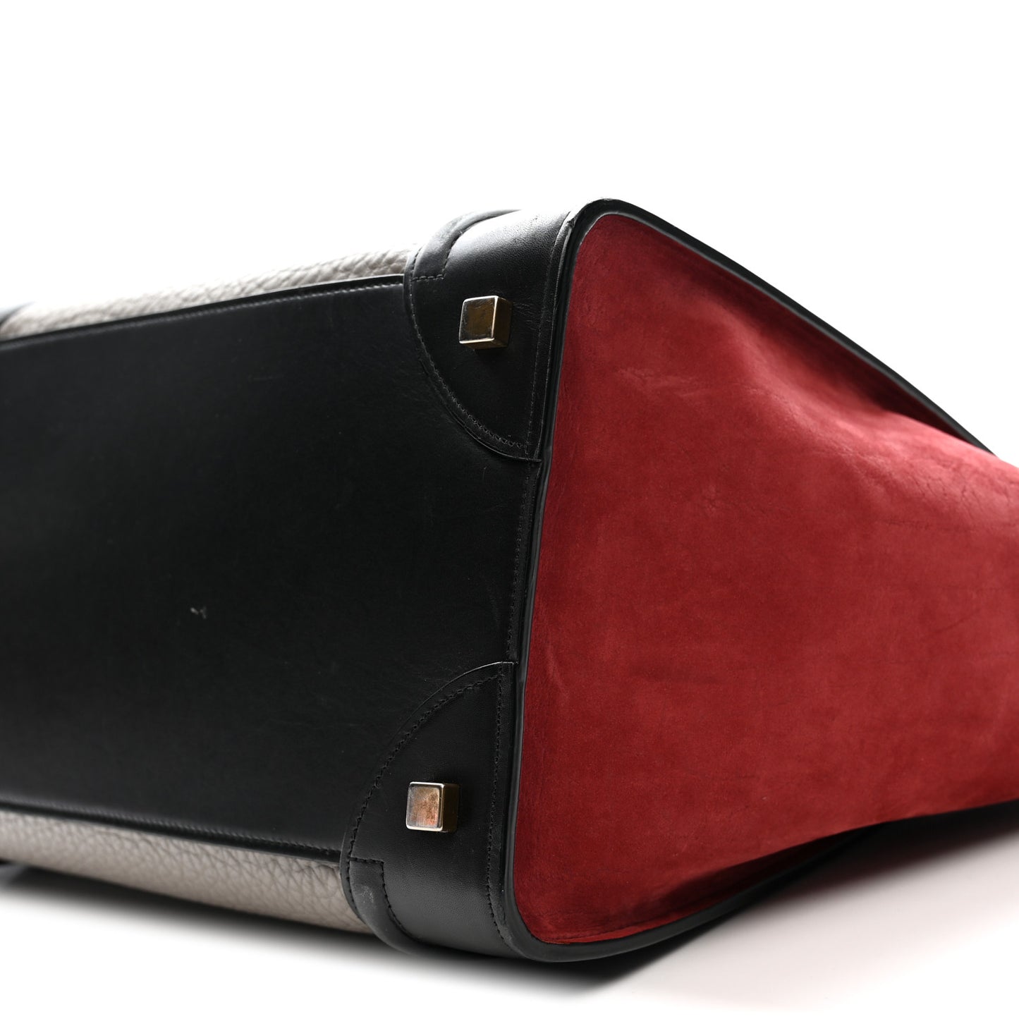Bullhide Calfskin Suede Mini Tri-Color Luggage Dark Ruby